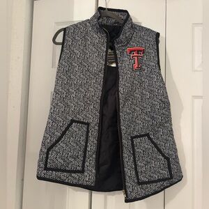 GAMEDAY COUTURE Black and White Herringbone Vest with Double T Logo